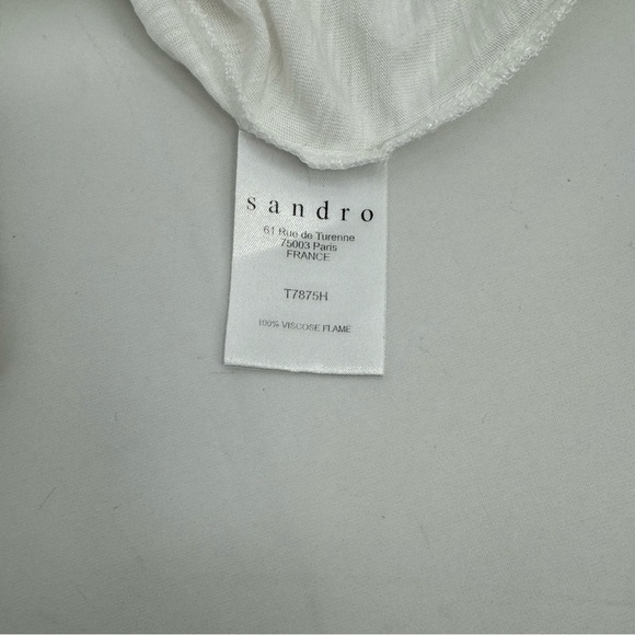 Sandro Womens  Ruffle Short Sleeve Top Tee Shirt White Size 1 - Picture 9 of 10